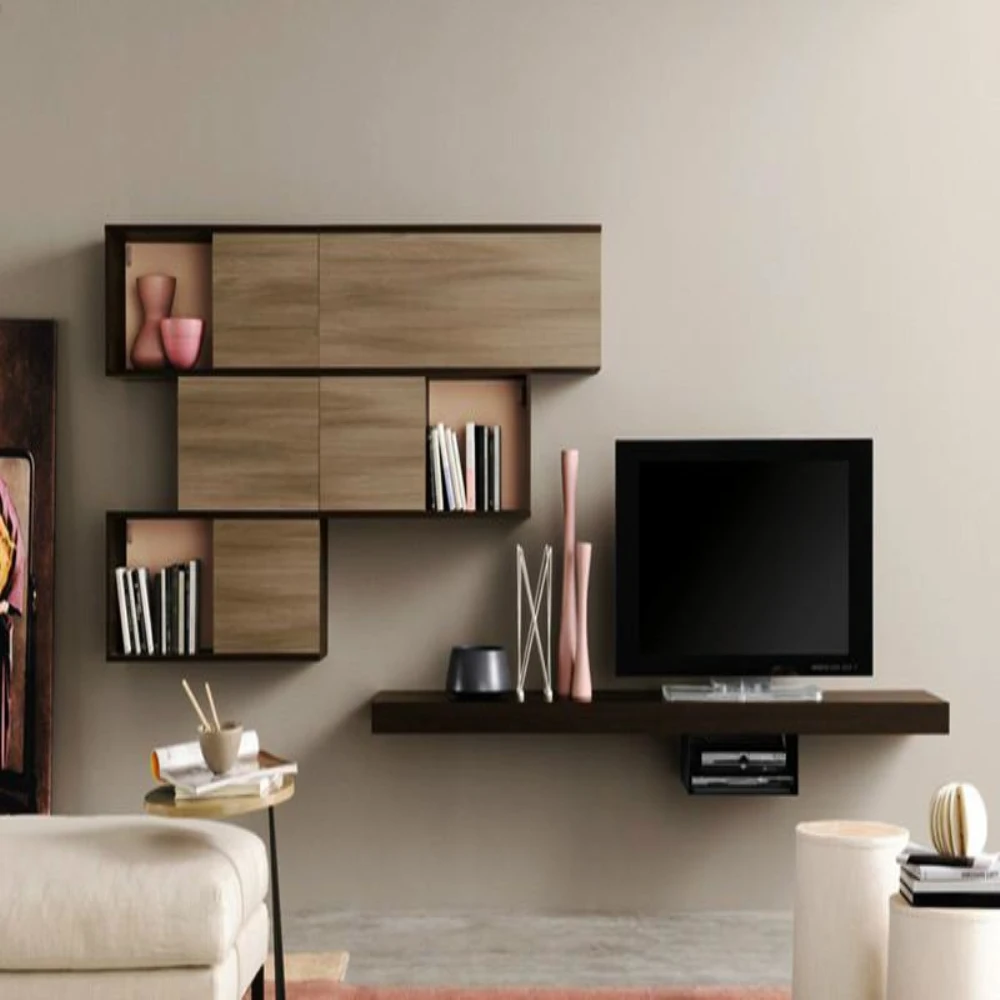 Foshan Factory Price Wall Mounted TV Cabinet Furniture TV Stand Modern Cabinet Wooden Display Cabinets
