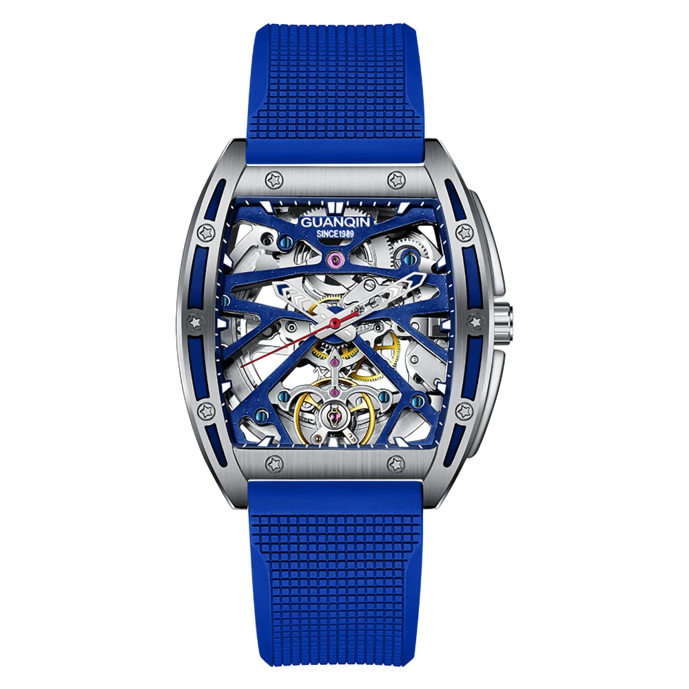 GUANQIN GJ16147 Luxury Skeleton Automatic Mechanical Business Men Full Steel Waterproof Sport Wrist Watches