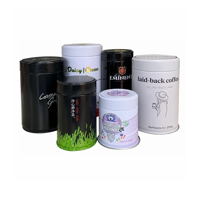 Food Grade Airtight Round Coffee Tin Can Full Color Custom Printed Metal Tin Canister with Screw Lid for Coffee Tea Packing