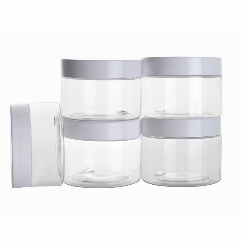 Food Grade Peanut Butter Honey Jams Container 250ml 300ml 400ml 500ml PET Plastic Jar pots With black Screw Top Lid