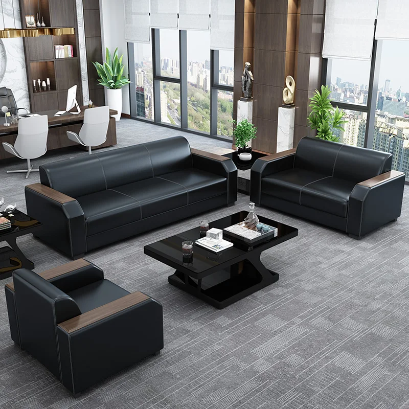 Factory Direct Cheap And Comfortable Sales Leather Three Seater Office Reception