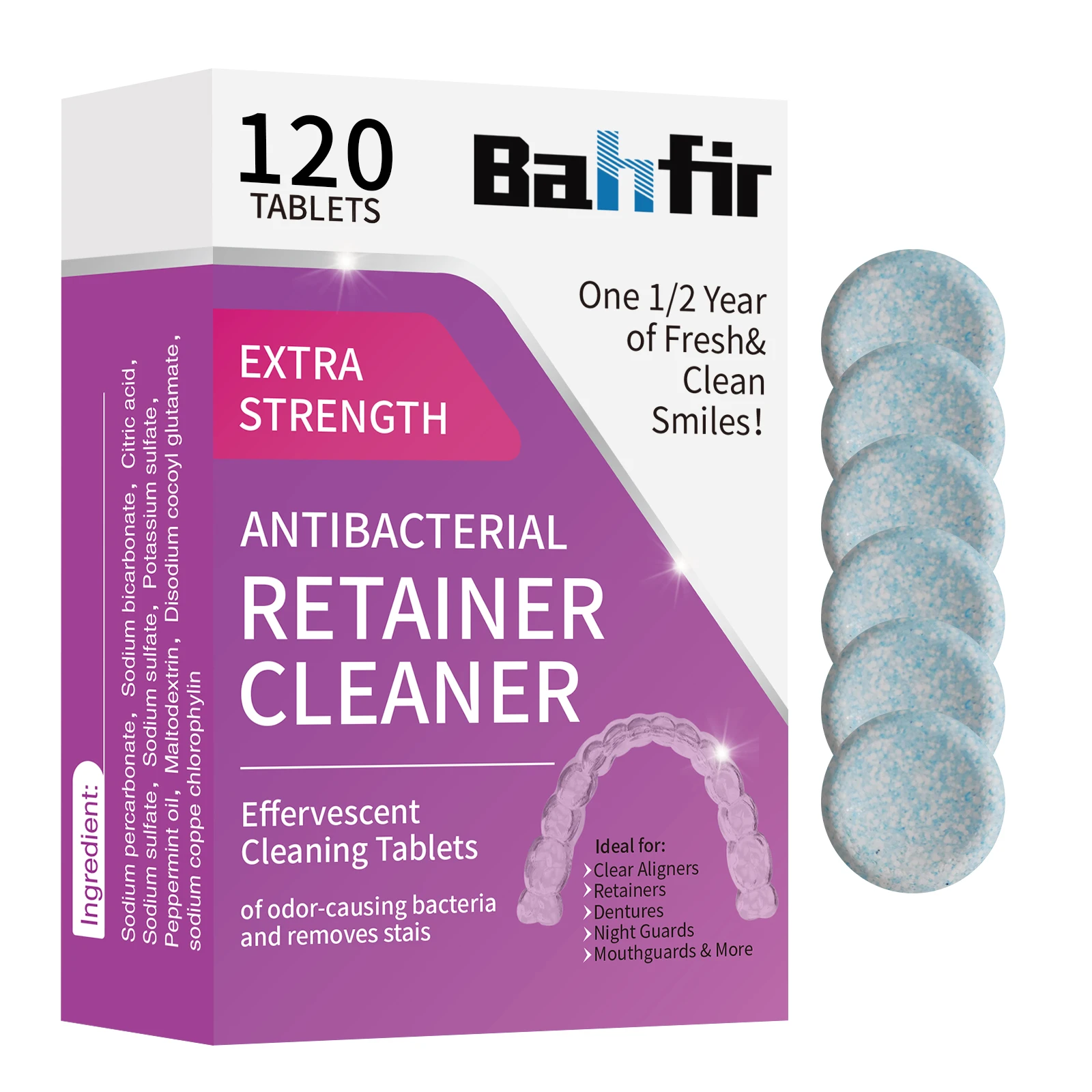 4 month supply Cleaner Perfect For Invisalign, Retainer, Mouth Guard, Aligner, Night Guard