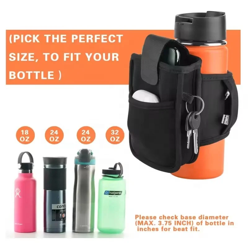 Custom Magnetic Water Bottle Sleeve Pouch Magnet Cup Cover with Pocket Portable Gym Mate Non slip Wallet Neoprene Key Phone Bags