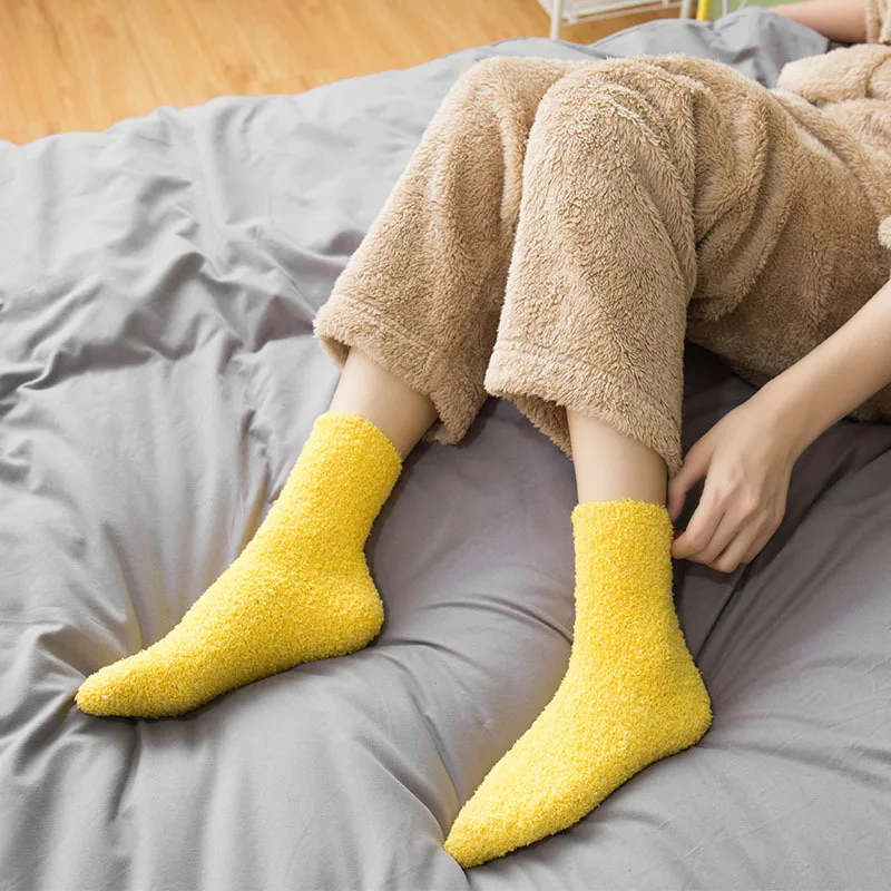 sleeping winter sock woman fluffy thick purple pink girls thermal Thickened Wool Cashmere Tube Terry socks cozy boys dolls socks