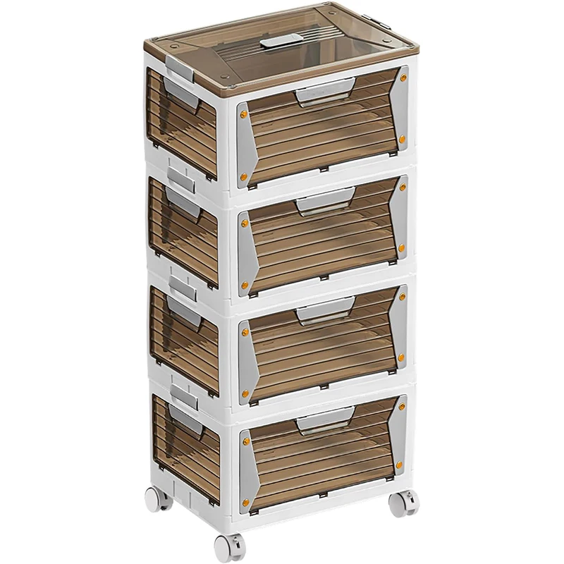 Stackable Storage Organizer With Wheels Storage Containers with Lids Collapsible Box With Handle for Bedroom Living Room Kitchen