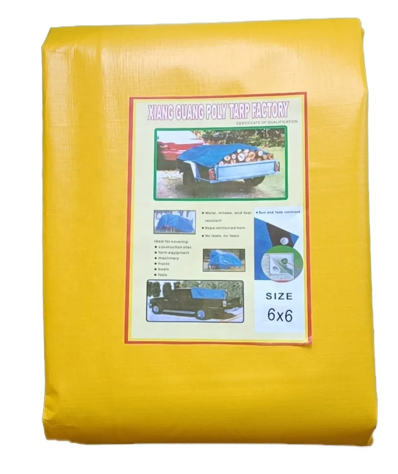 Plastic Canvas Sheets Yellow Color PE Tarpaulin Uganda Market 100% Waterproof High Quality Agricultural Material