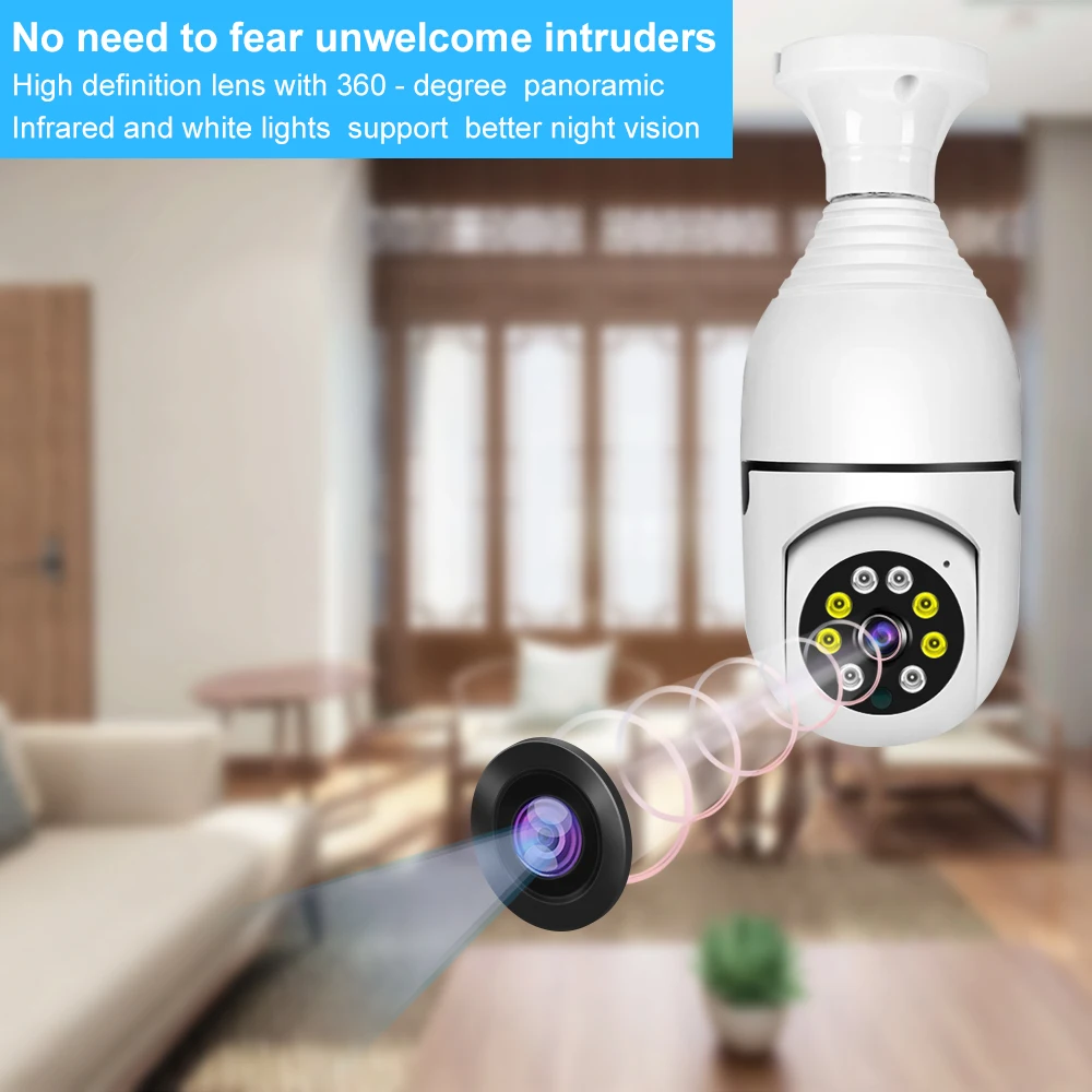 CCTV PTZ A6 camera Light Bulb 1080P Wifi Mini IR Speed Dome Security 360 Degree Wireless Auto Motion Tracking Panorama camera