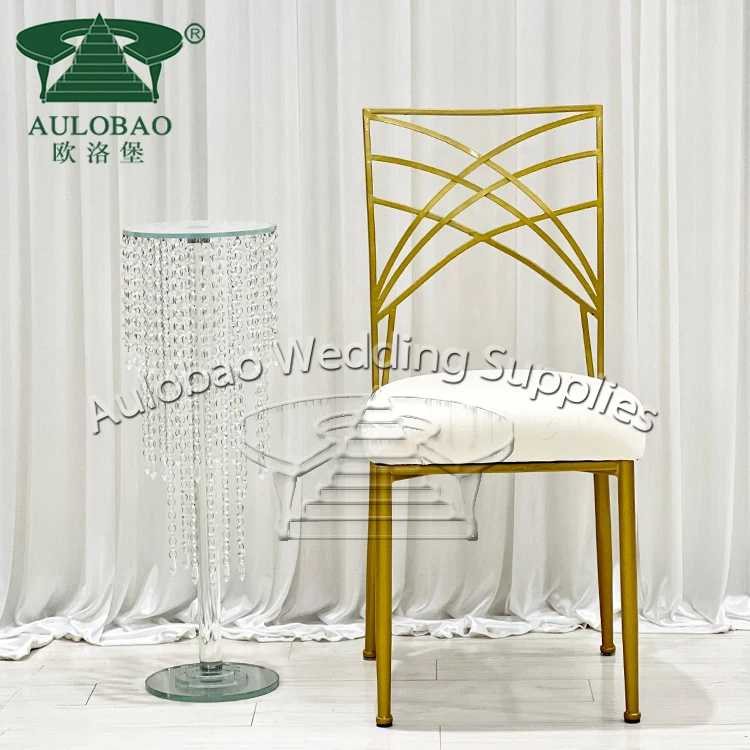 Wedding Hall Cross Back Aluminum Frame Chameleon Gold Chair With Cushion