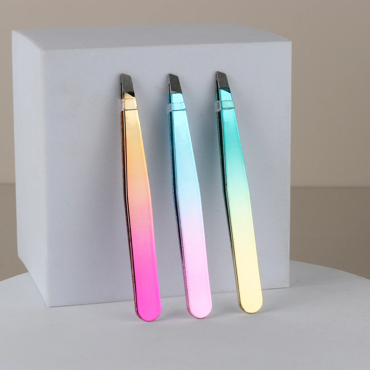 Wholesale Durable Stainless-Steel Nano Materials Spray-painted 96 MM Eyebrow Tweezers Set Colorful Clamps Mirror Polish Clip