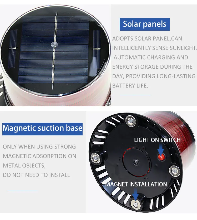 Solar Led Beacon LED traffic warning light LTD-6109 Strobe Beacon Flashing Solar Warning Light