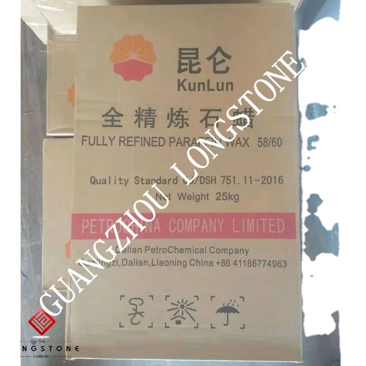 Marca Cera de Parafina FR58-60 Similar With Nippon Serio wax Kunlun Brand Dalian Fully Refined Paraffin Wax