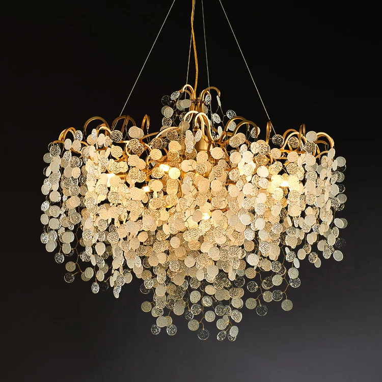 LED luxury modern living room Nordic designer aluminum villa aluminum crystal pop lighting brass chandelier
