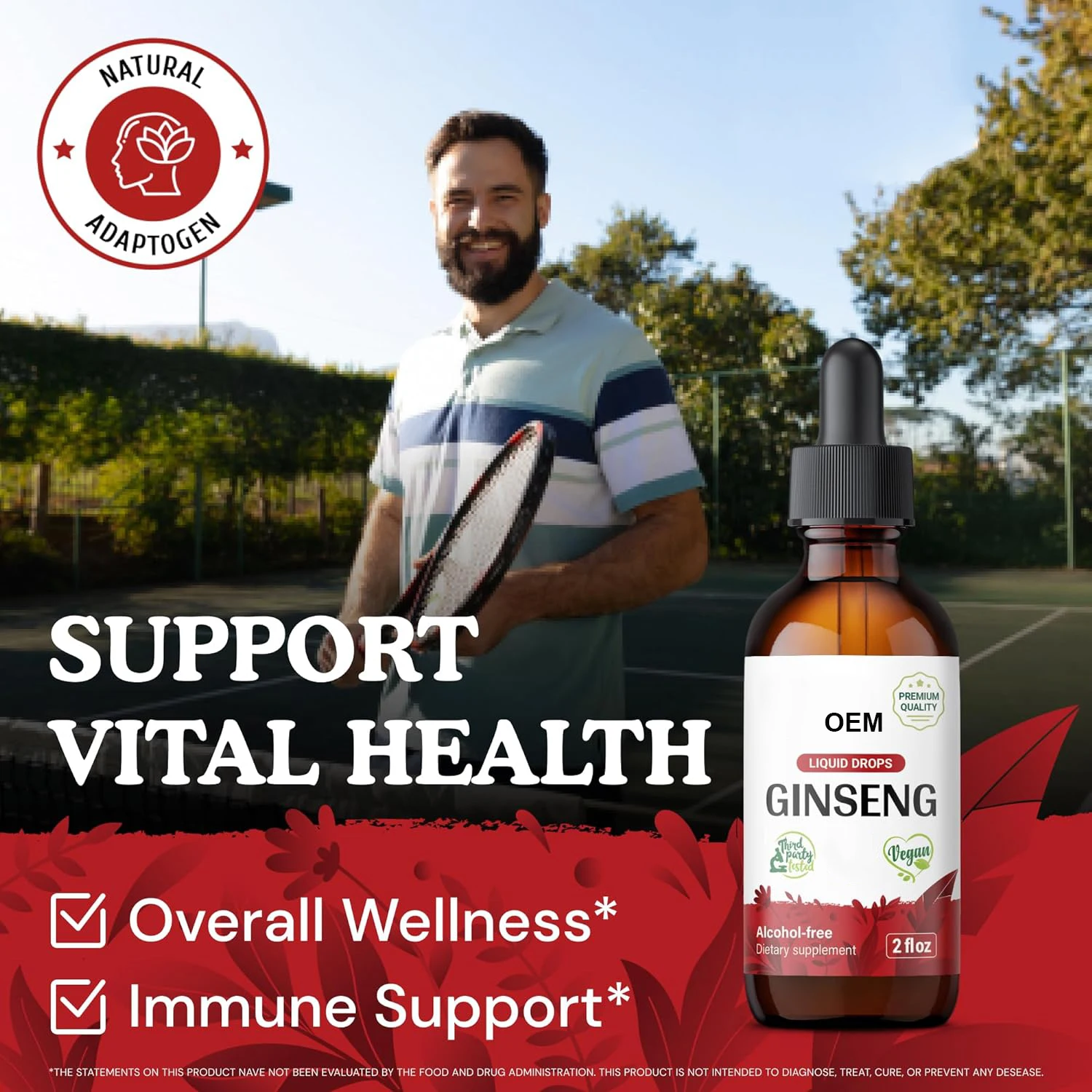 OEM Wholesale Organic Ginseng Panax Korean Red Panax Ginseng Extract Liquid for Energy Boost & Cognitive Function Focus