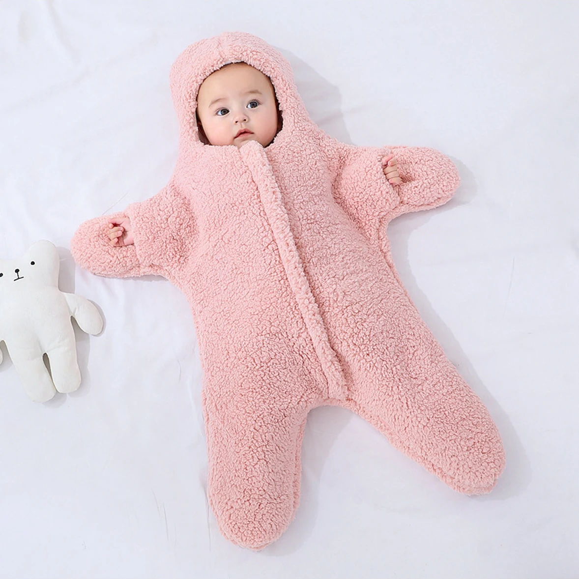 Baby Wrap Blankets Kids Sleeping Bag Envelope Sleepsack Berber Fleece Cotton Thicken Cocoon For Children Diaper Bags
