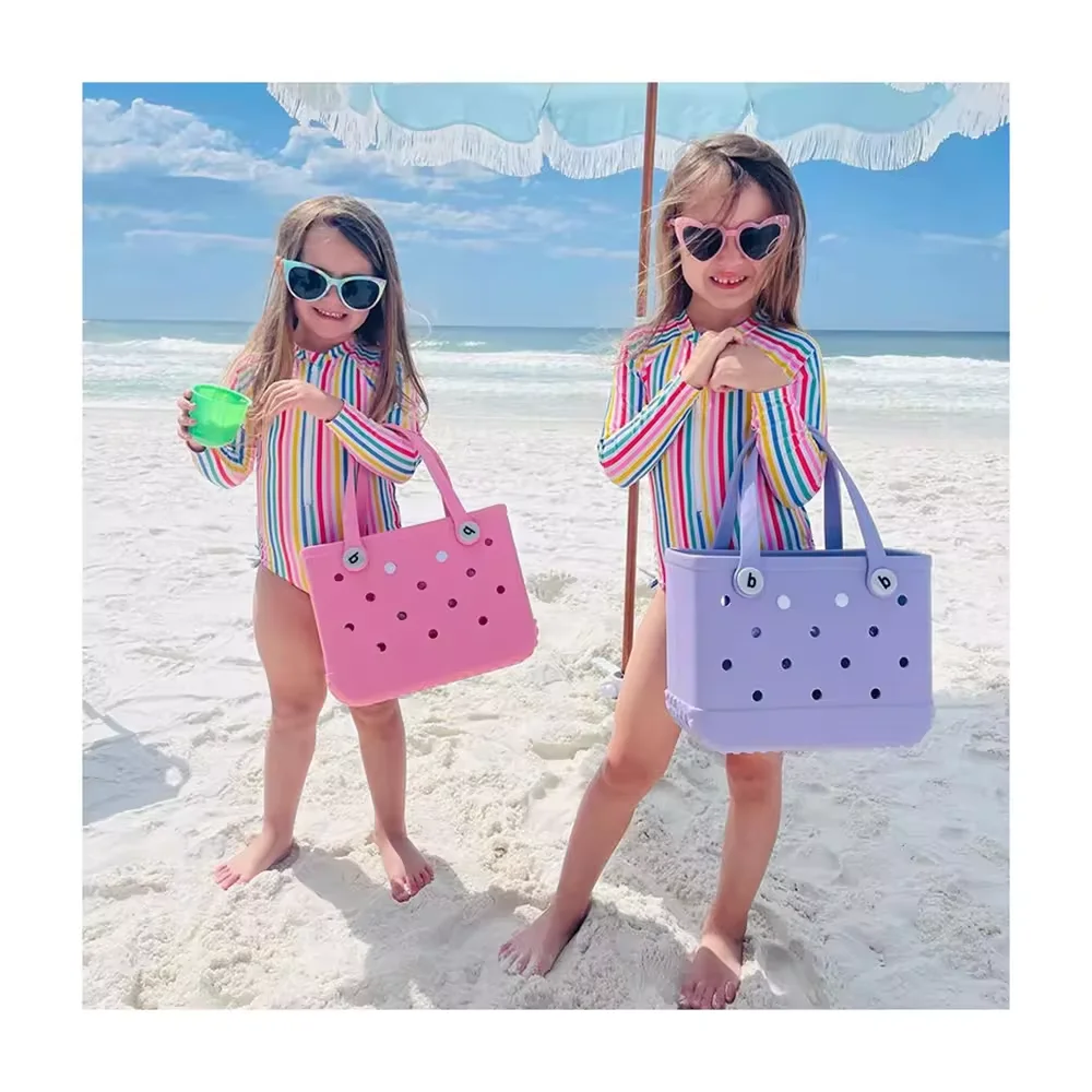 Popular Waterproof Woman Eva Tote Shopping Basket Bags Beach Silicone Bogg Bag Purse Eco Jelly Candy Lady Handbags