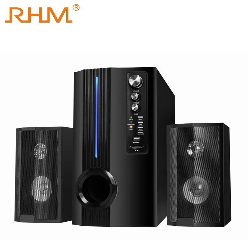 RHM heavy bass speaker 2.1 home theater speaker with usb bt remote control