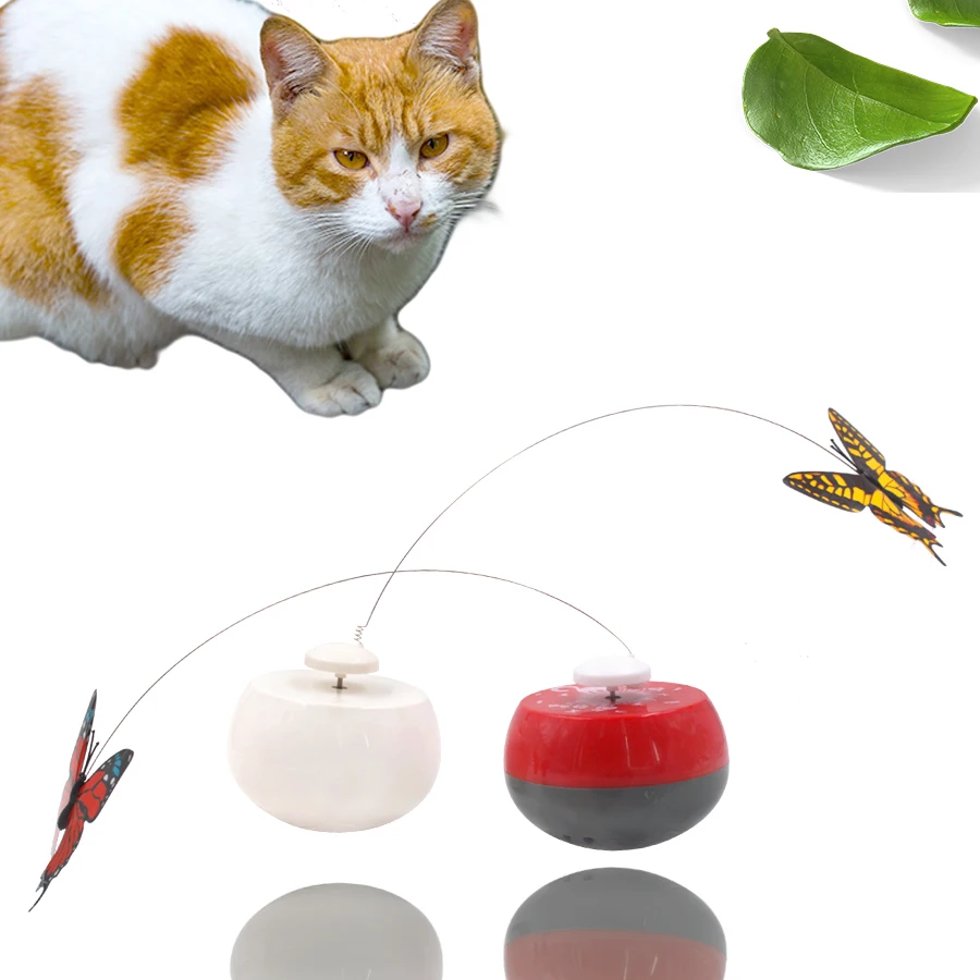 
2020 Amazon Butterfly Scratch Shake Rotate Catch Training Plastic Electronic Interactive Pet Cat Toys 