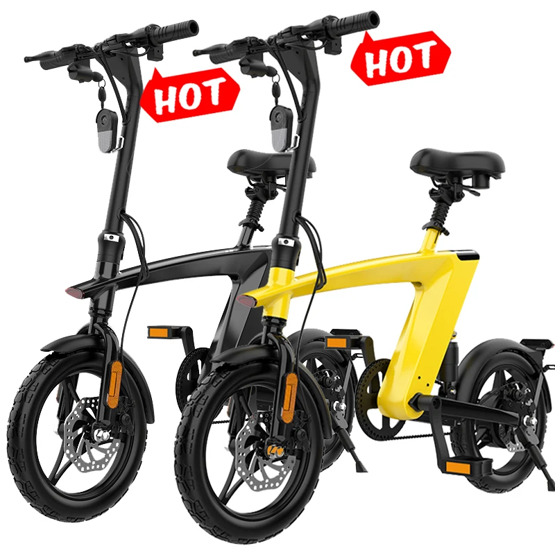 2024 NEW Design Fashion Electric Bike Removable Battery 36V10AH 55KM 14 Inch Air Tire Finger unlock Folding Ehelctronic Bicycle