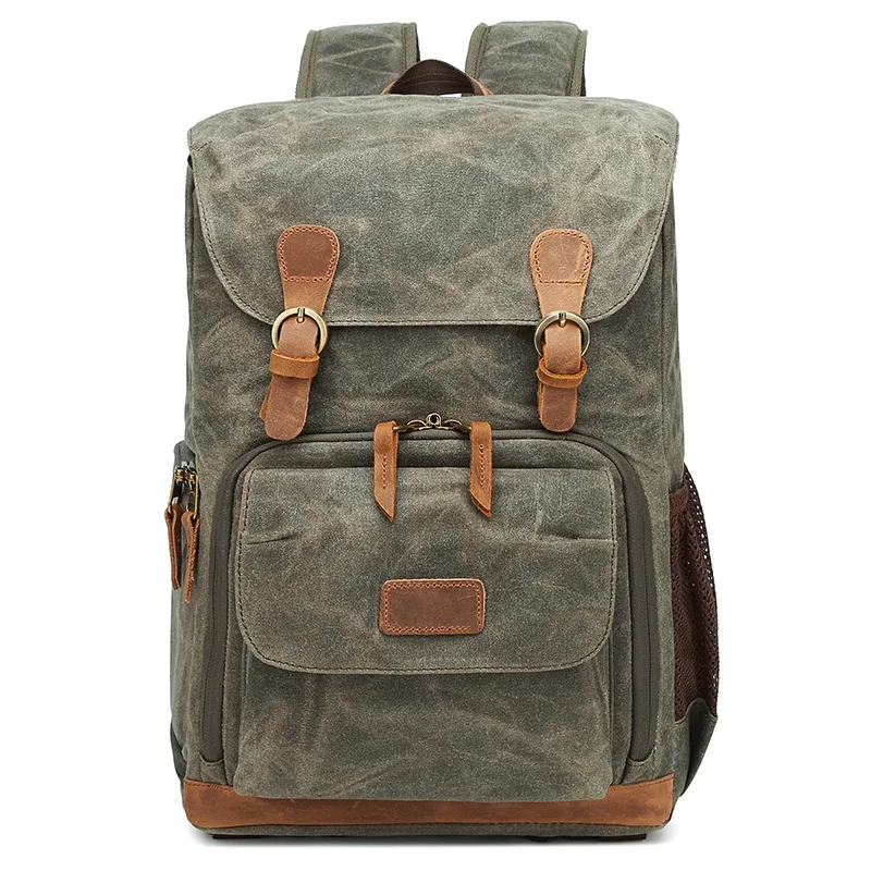 Waterproof Dslr Vintage Genuine Camera Backpack Video Camera Laptop Travel Backpack Bag Professional Durable Bag Unisex