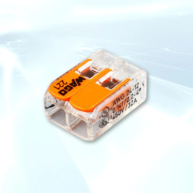 Цепи 2 pole оригинальный WAGO пластиковые электрические провода разъем 221-412