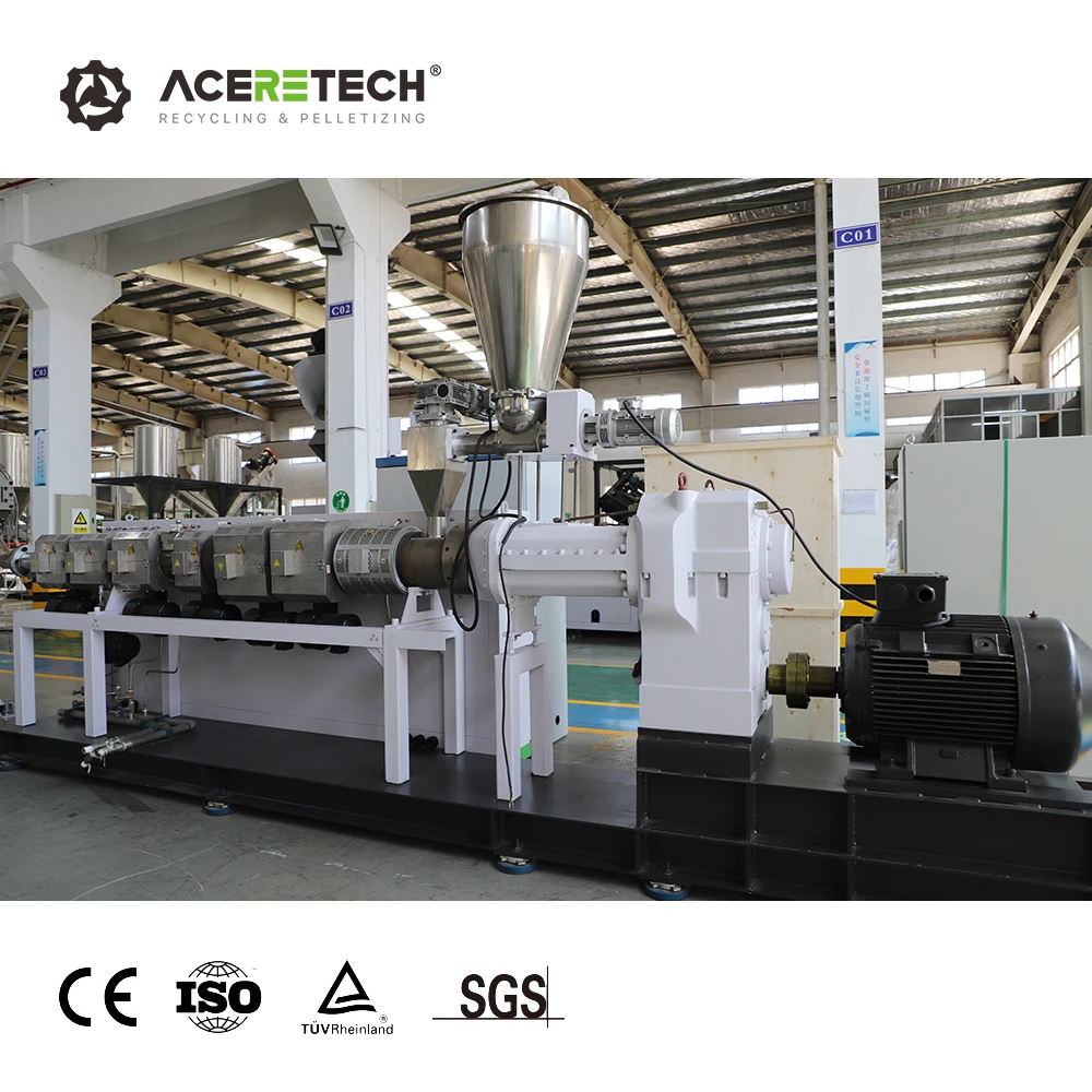 Hot Sale ATE95 PE/EVA Filled With CaCO3 Plastic Recycling Twin Screw Extruder Machine