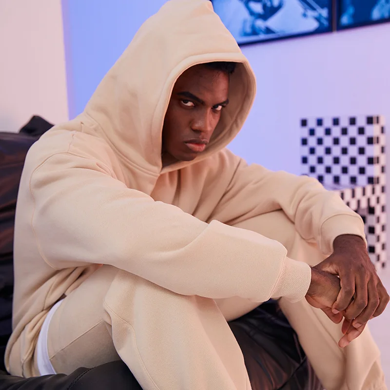 Factory Wholesale Heavyweight Oversized Fleece Hooded Sweater Loose Plush Thickened Fashion men hoodie