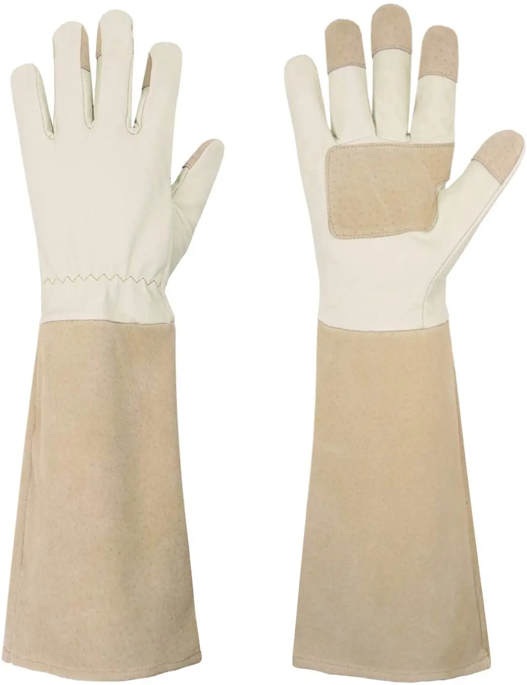 HANDLANDY Breathable Durability Gauntlet Ladies Garden Gloves Rose Pruning Gloves Pigskin Leather Garden Gloves