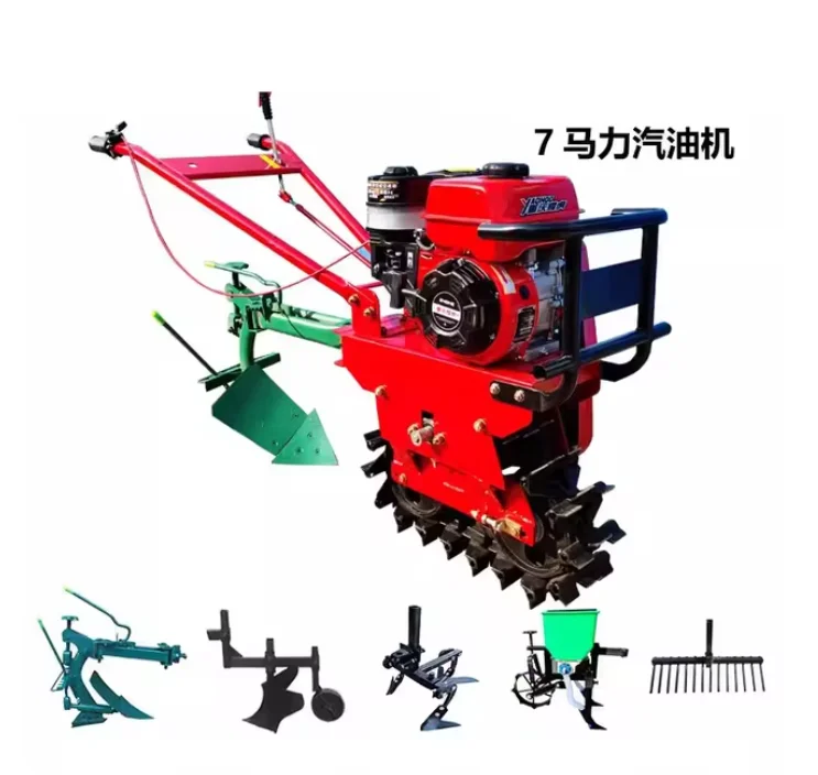 Four-Wheel Drive Gasoline Rotary Cultivator Agricultural Potato Corn Planter Garden Machine Weeding Soil Tiller Farm Plowing