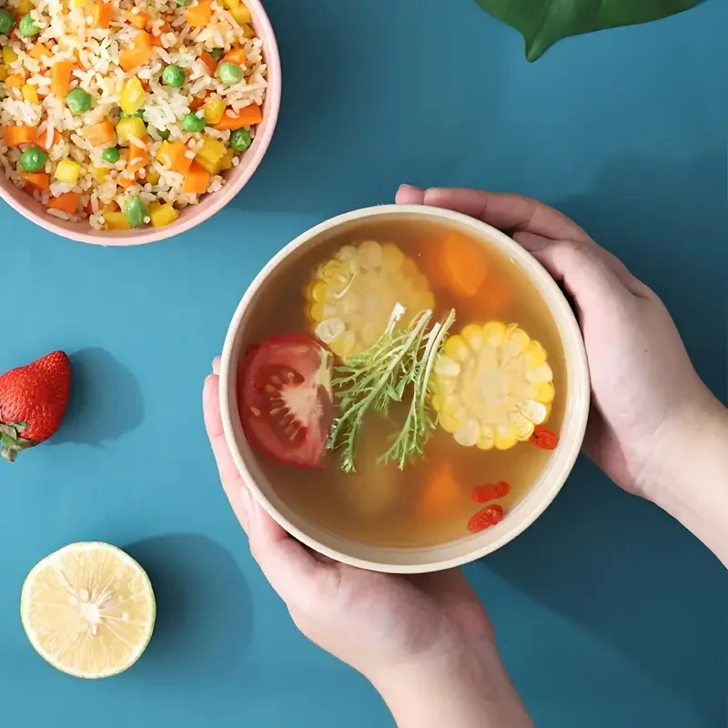 Customizable Disposable Biodegradable Microwave round Rice Husk Fiber Soup/Salad Bowl for Parties and Restaurants