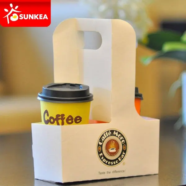 With handle reusable cardboard coffee paper cup holder