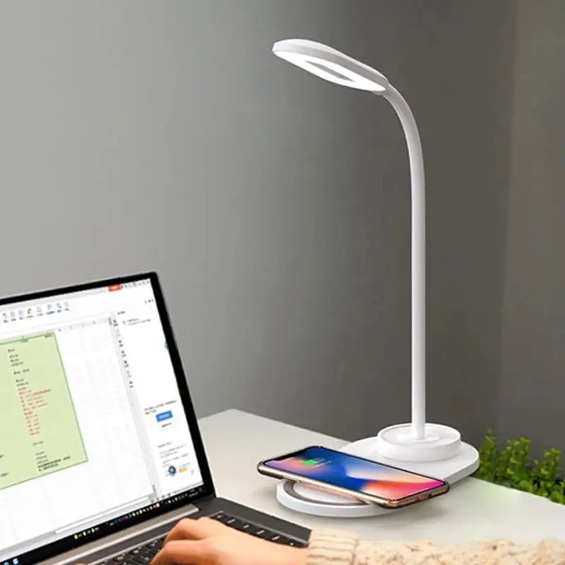 Hot selling multi-color portable LED wireless charging table lamp 10W fast charging wireless charging bank