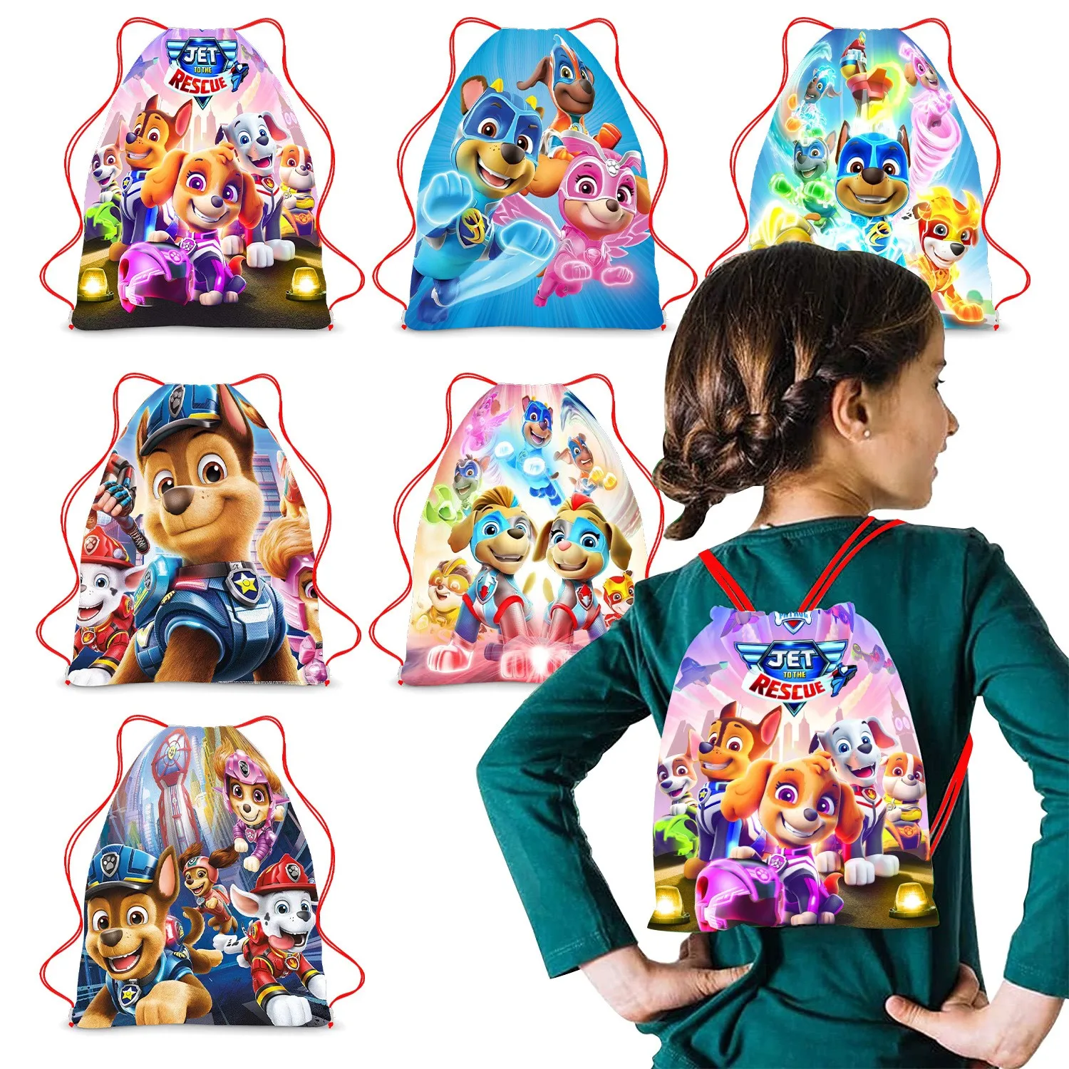 Dog Drawstring Backpack Bag Portable Storage Double Shoulder Drawstring Harness Bag