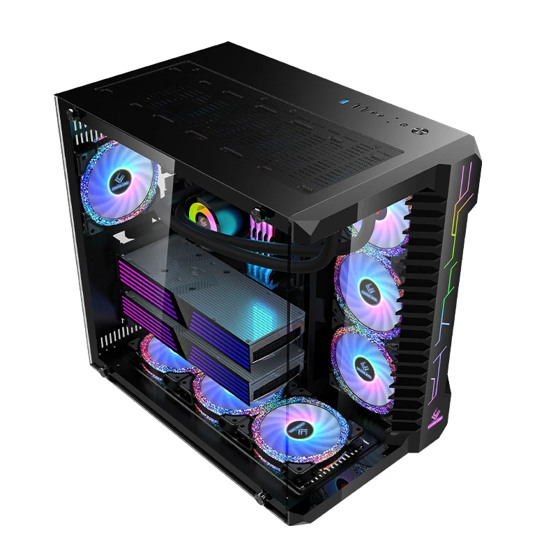 Новый Модный популярный настольный корпус для игрового компьютера ATX с 10 RGB охлаждающими вентиляторами