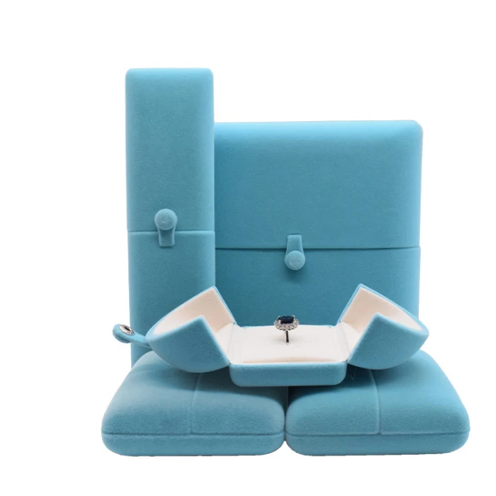 Custom logo jewellery box velvet jewelry packaging boxes for rings necklace