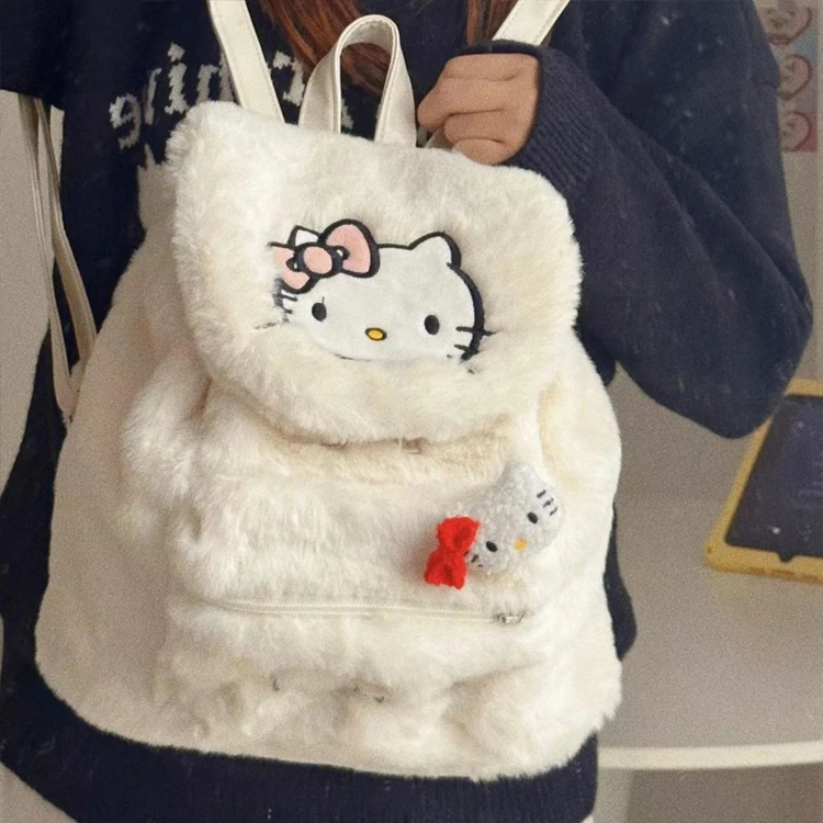 Kawaii sanrios плюшевый рюкзак Мультяшные дизайнерские котята Чучело Рюкзак для девочек hello kitties and friends школьный детский