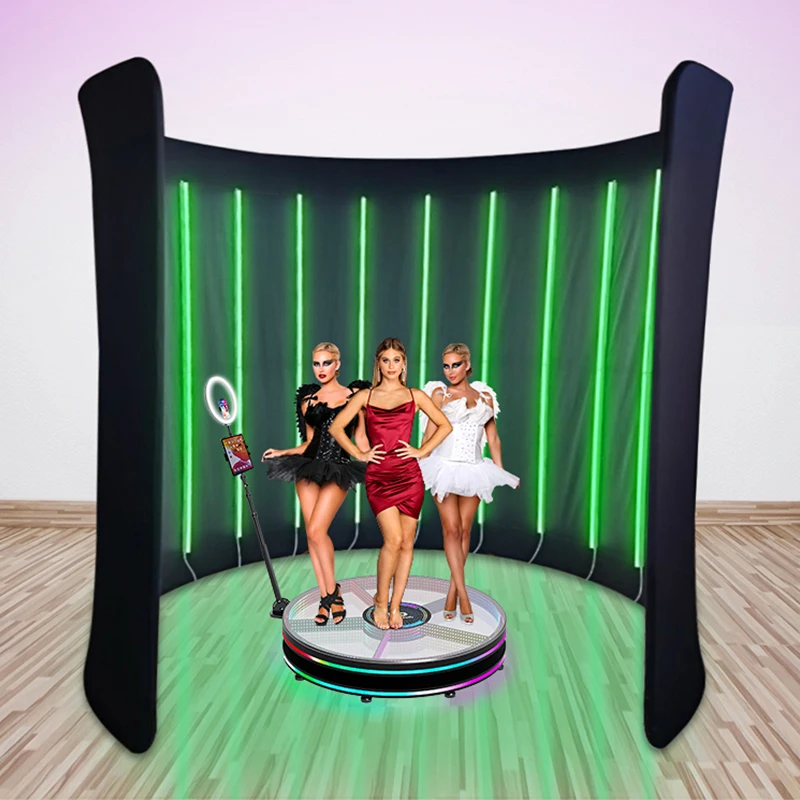 Easy assembly custom printed 360 degree photo booth half circle round photo booth enclosure with led