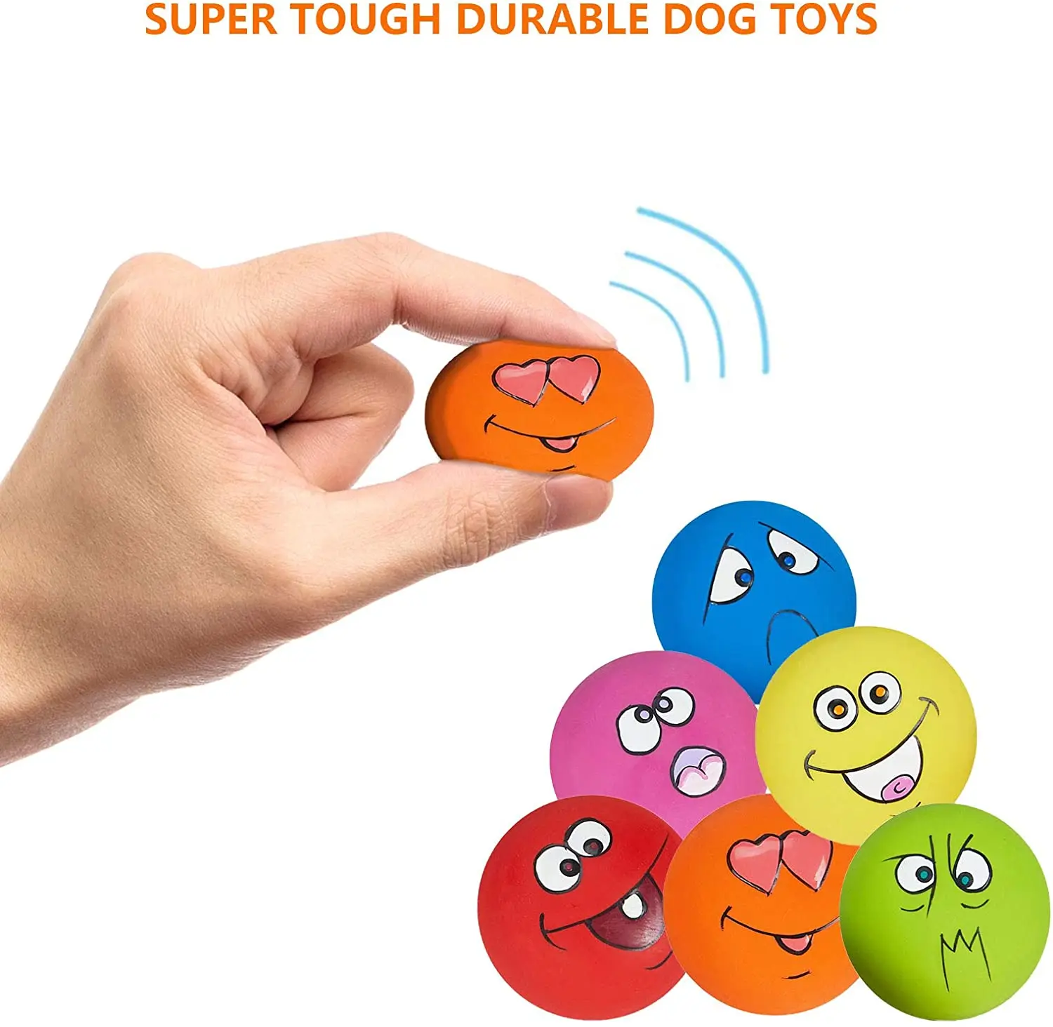 Dog Toy Squeaky Pet Funny Face Chewing Latex Rubber Soft Fetch Play Interactive Dog Balls for Puppy Small Medium Pet Dog