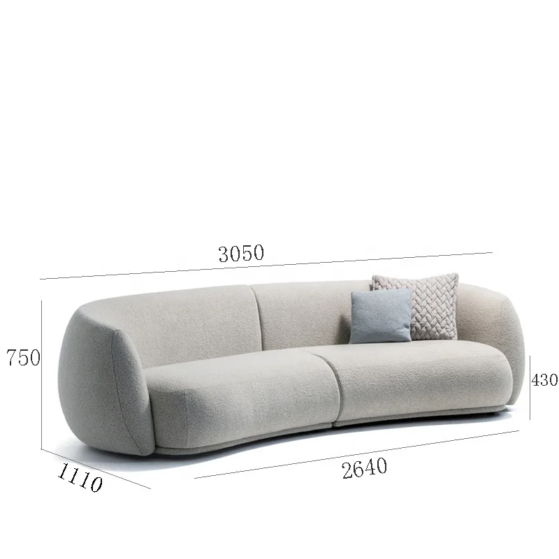 Modern fabric round couch arc creative stitching 4-seater sofa Villa home office hotel lobby Design Sectional Sofa
