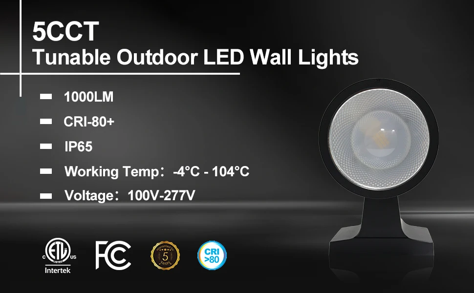 8in 12W IP65 Waterproof Outdoor Indoor Wall Sconce 5cct LED Wall Mount Light for Corridor Garden Landscape