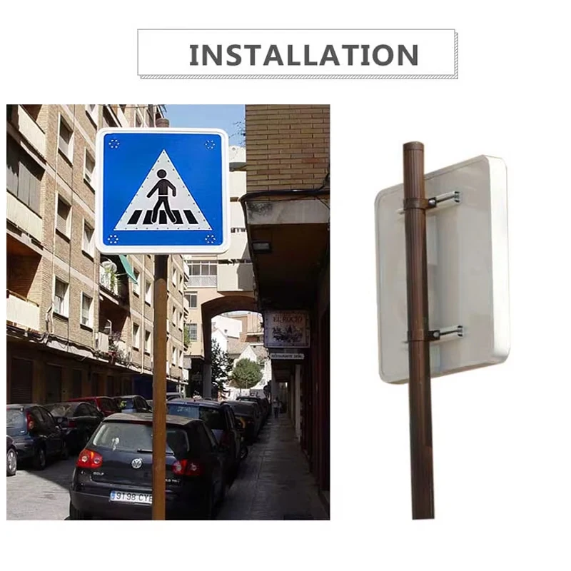 Factory Wholesale 600*600mm Solar Power LED Amber Flashing Pedestrian Crossing LED Road Traffic Signs Speed Limit Warning