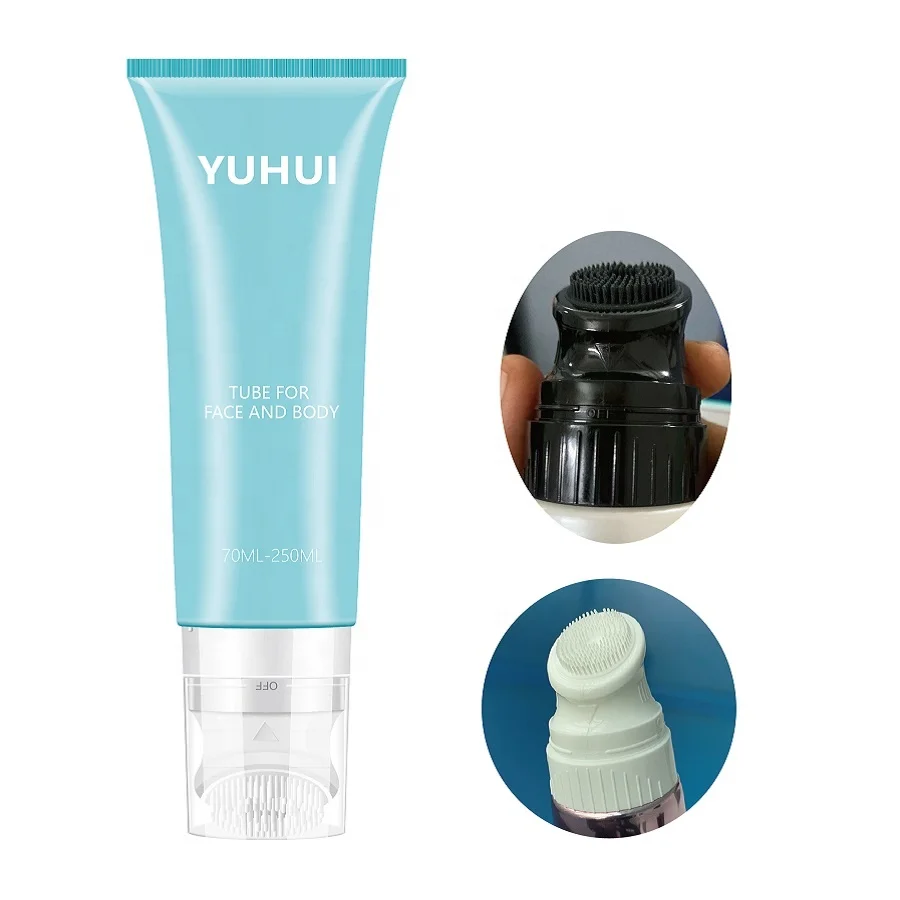 
80ml 100ml Plastic Face Wash Tube packaging with brush applicator for Facial Cleanser 