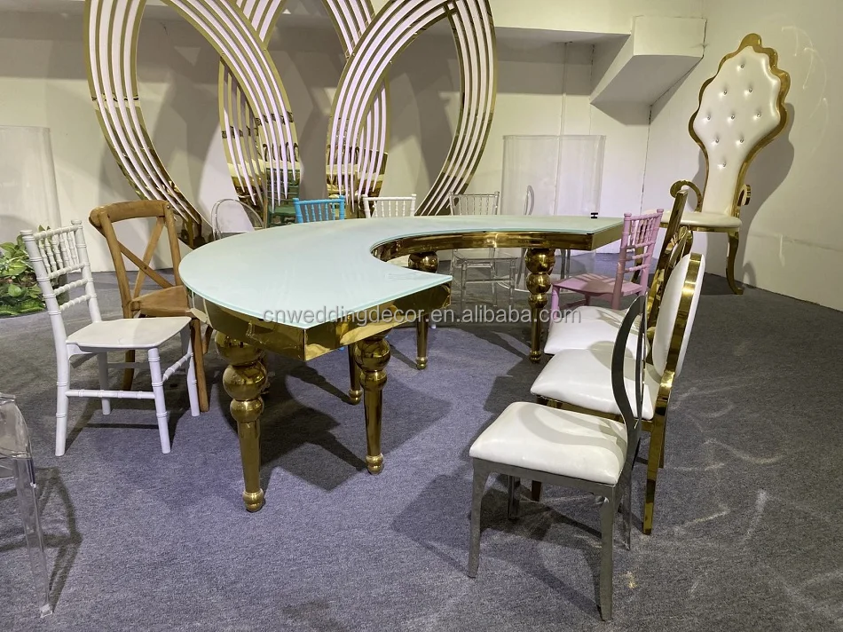 GOLD  wedding chairs and table Rental stainless Steel Wedding Chair  Round Back Design Gold party Stainless Steel