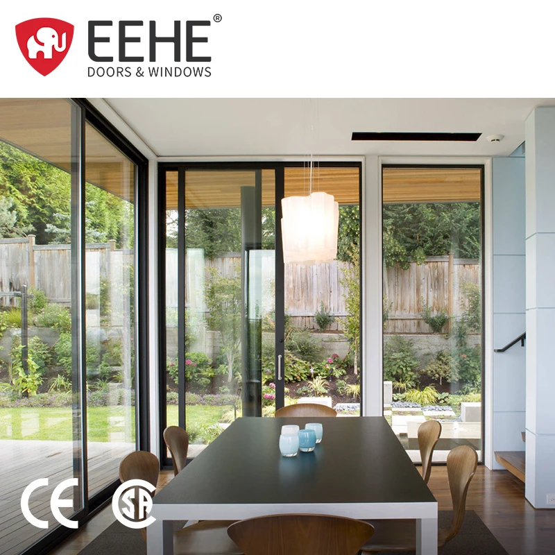 Foshan door manufacturer double track aluminium sliding door Waterproof tempered glass sliding external door for patio