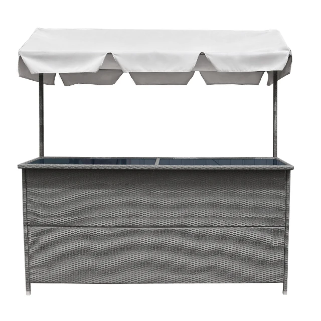 ALDI rattan effect night club bar counter Tiki outdoor rattan bar furniture with roof