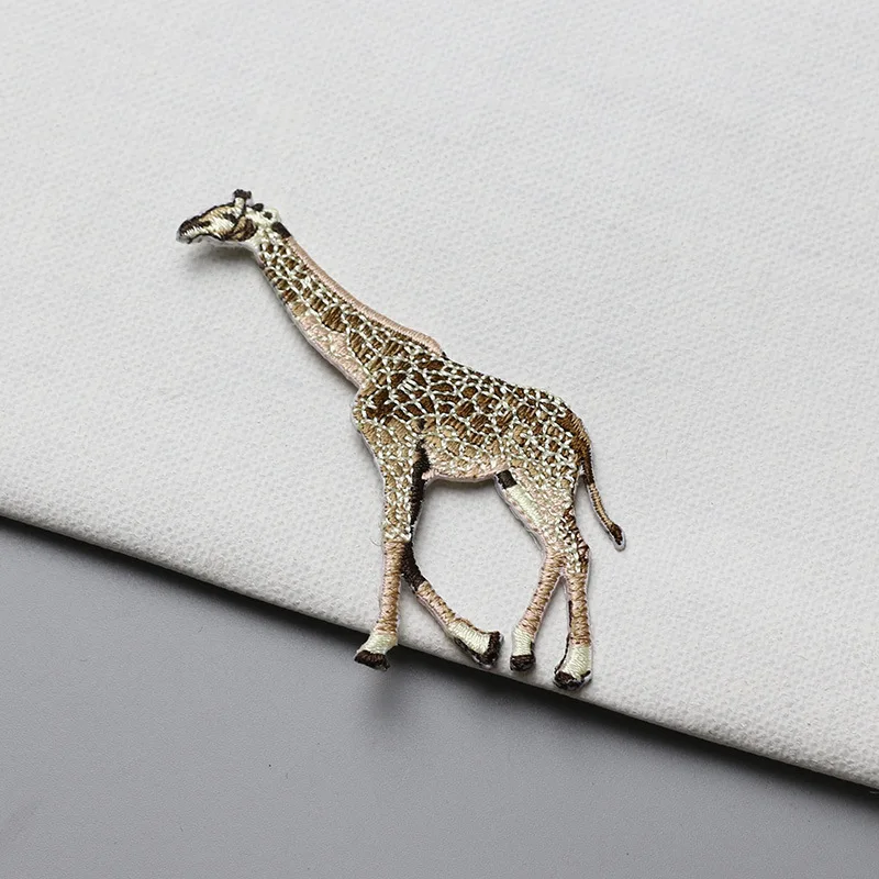 Tiger Elephant Giraffe zebra embroidery patches adhesive backing, hot melt adhesive tape press heat iron on patch for clothes