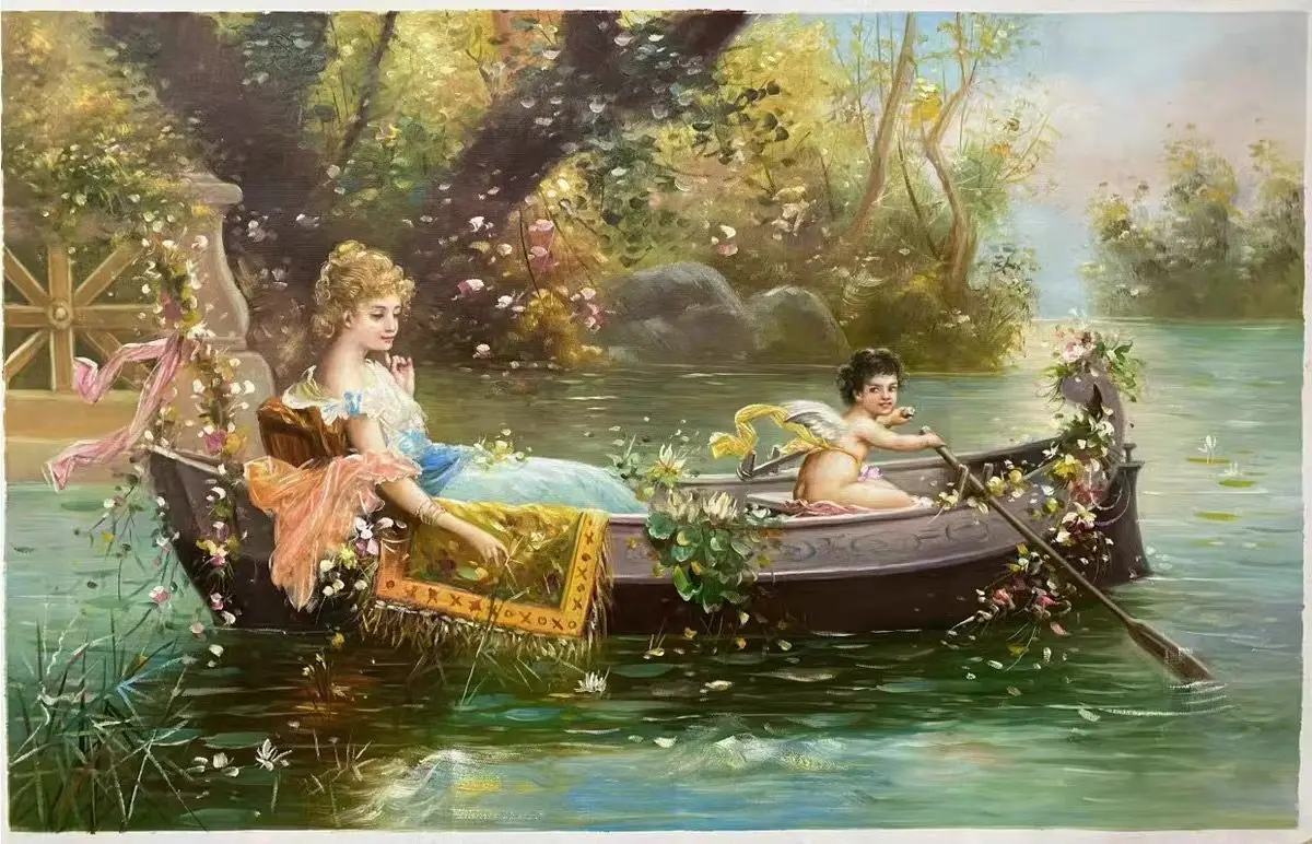 Custom Made Hand-painted Hans Zatzka Landscape Famous Oil Painting Reproduction for Home Wall Art Decor