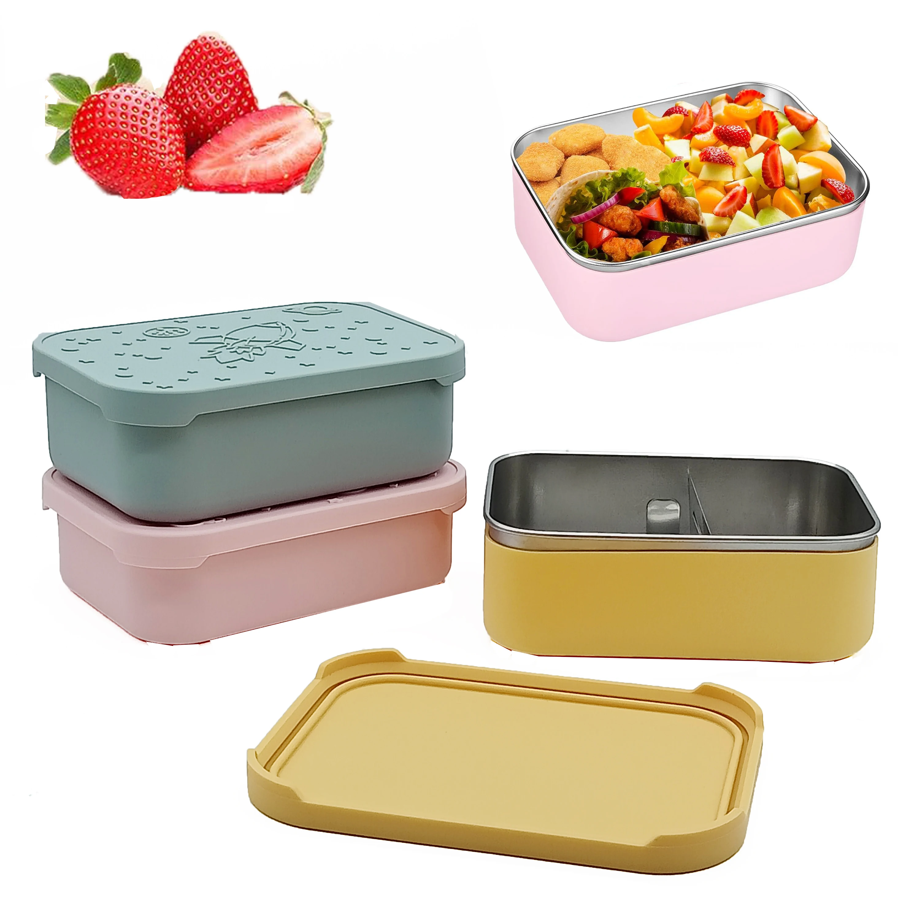 850ML Leak Proof Lunch Box Container Kids Divided Lunch Box Bento Lunch Box With Protective Sleeve