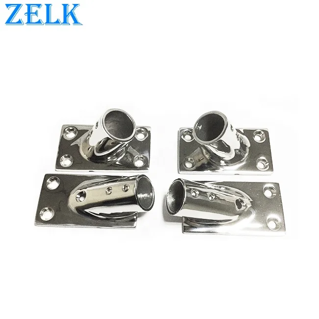 Stainless Steel Marine Hardware Mirror Polished 60 Degree Handrail Rectangular Base