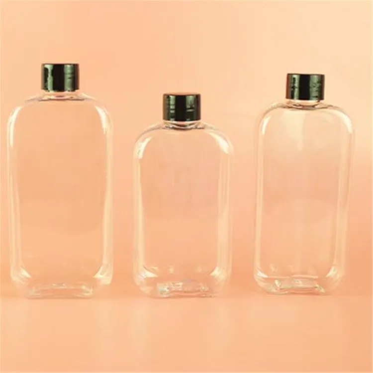 250ml,300ml,350ml ,400ml flat square beverage fresh juice PET plastic bottle milk tea cup drink bottle