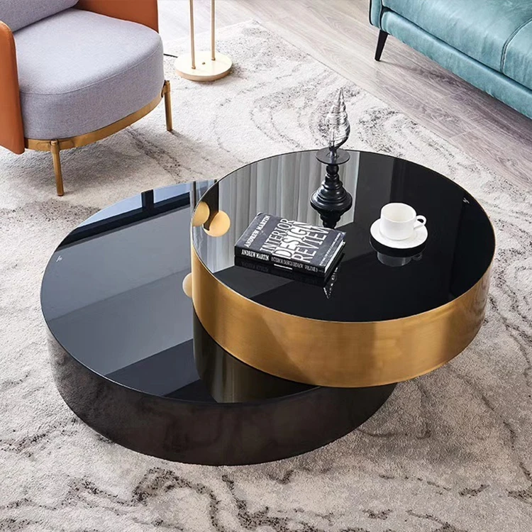 nordic oak/birch stainless steel coffee table marble top tea table Round Center Tea Table Set